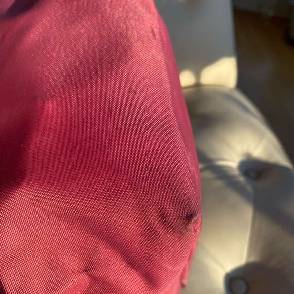 Longchamp Le Pliage Original Medium Tote Hot Pink Magenta Nylon Brown Leather - Picture 7 of 16